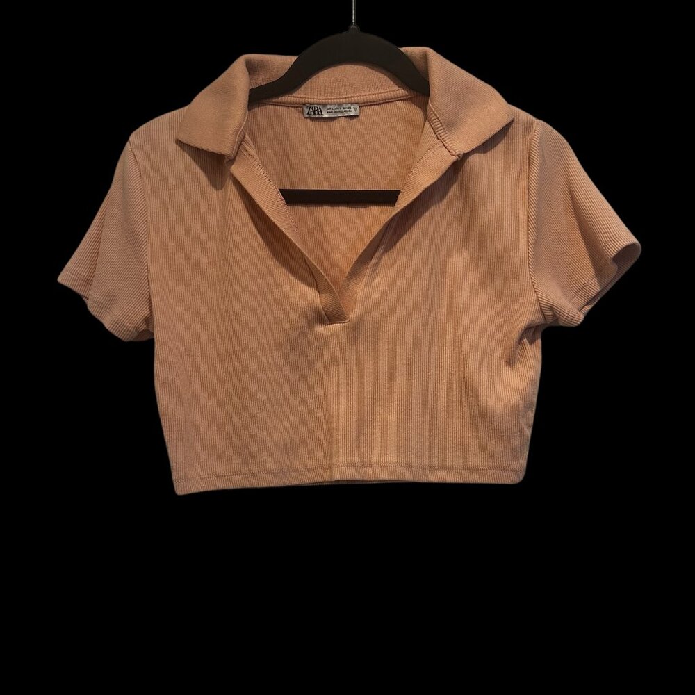 Zara Cropped T-Shirt, Light Pink, Size L